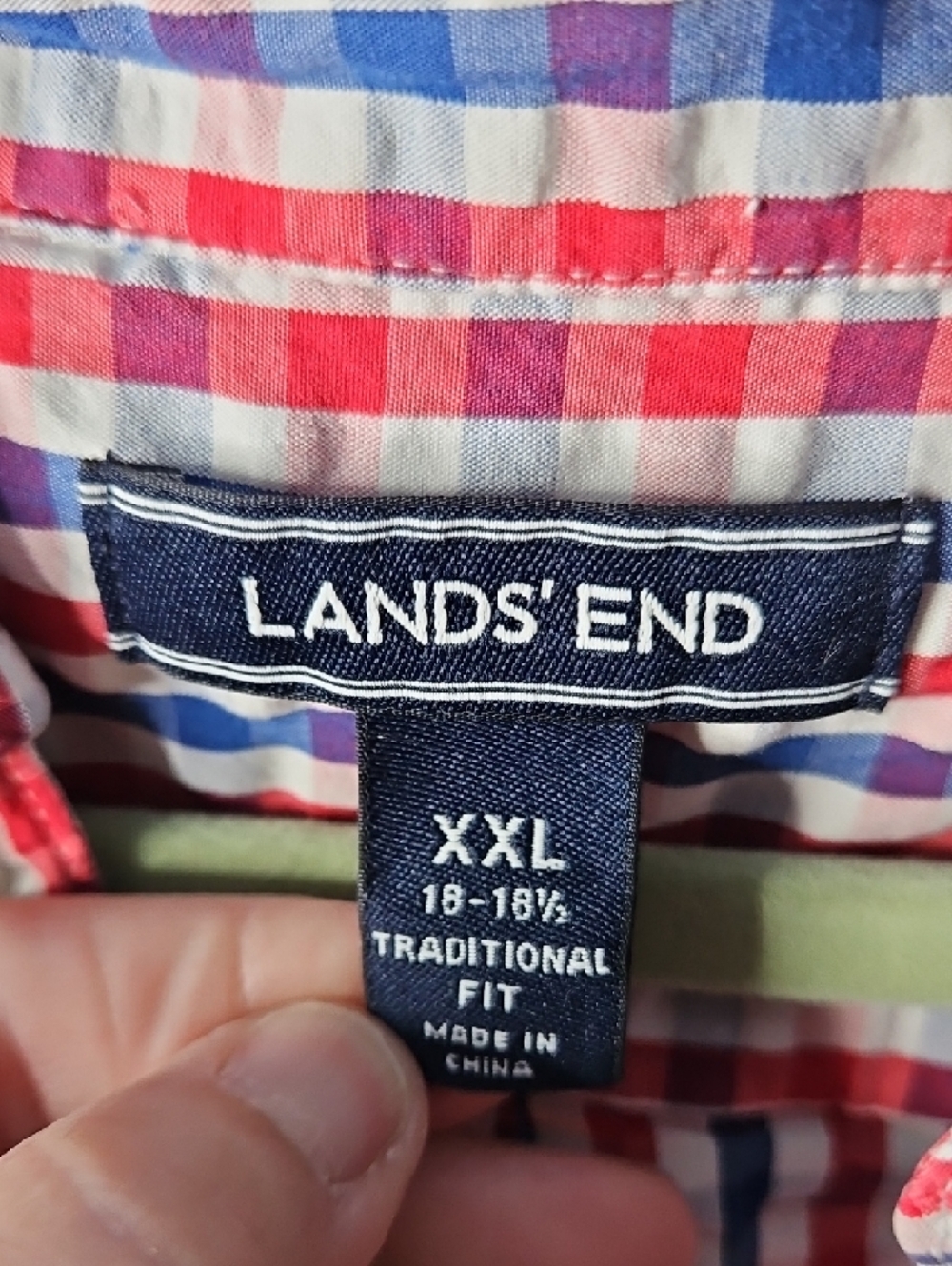 Lands' End Lightweight Red & Blue Check Short-Sleeve Button-Up Shirt XXL - Picture 2 of 8